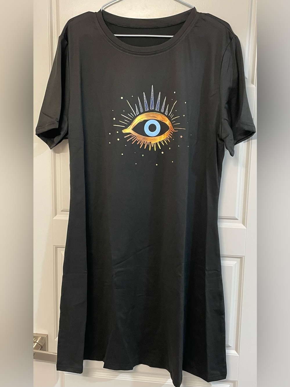 Evil Eye Black Graphic Mini Dress
